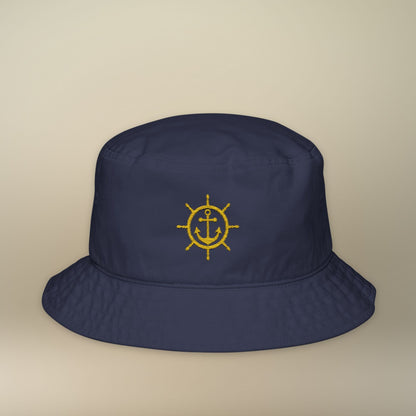 Embroidered Anchor Ship Wheel Bucket Hat