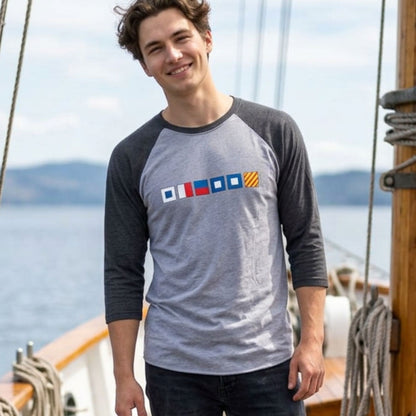 Personalized Nautical Flags Raglan Shirt 3/4 Sleeve Tee