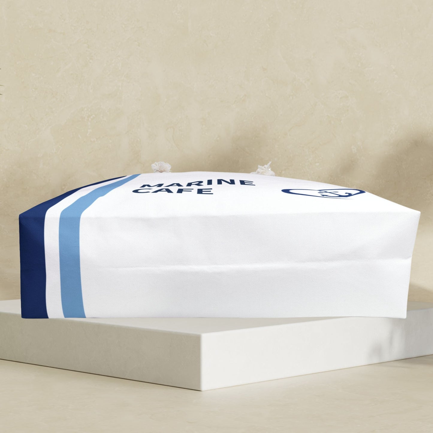 Personalized Nautical Bag White Blue Stripes and Heart Anchor