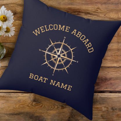 Navy Gold Compass Pillow
