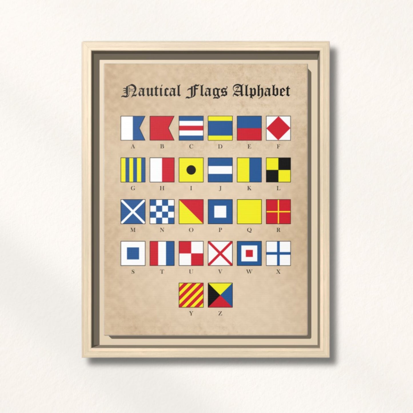 Nautical Flags Alphabet Framed Matte Canvas