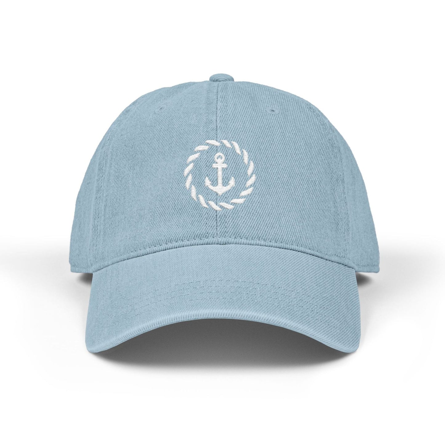 Anchor with Rope Embroidered Nautical Denim Hat