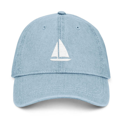 Sailboat Embroidered Nautical Denim Hat