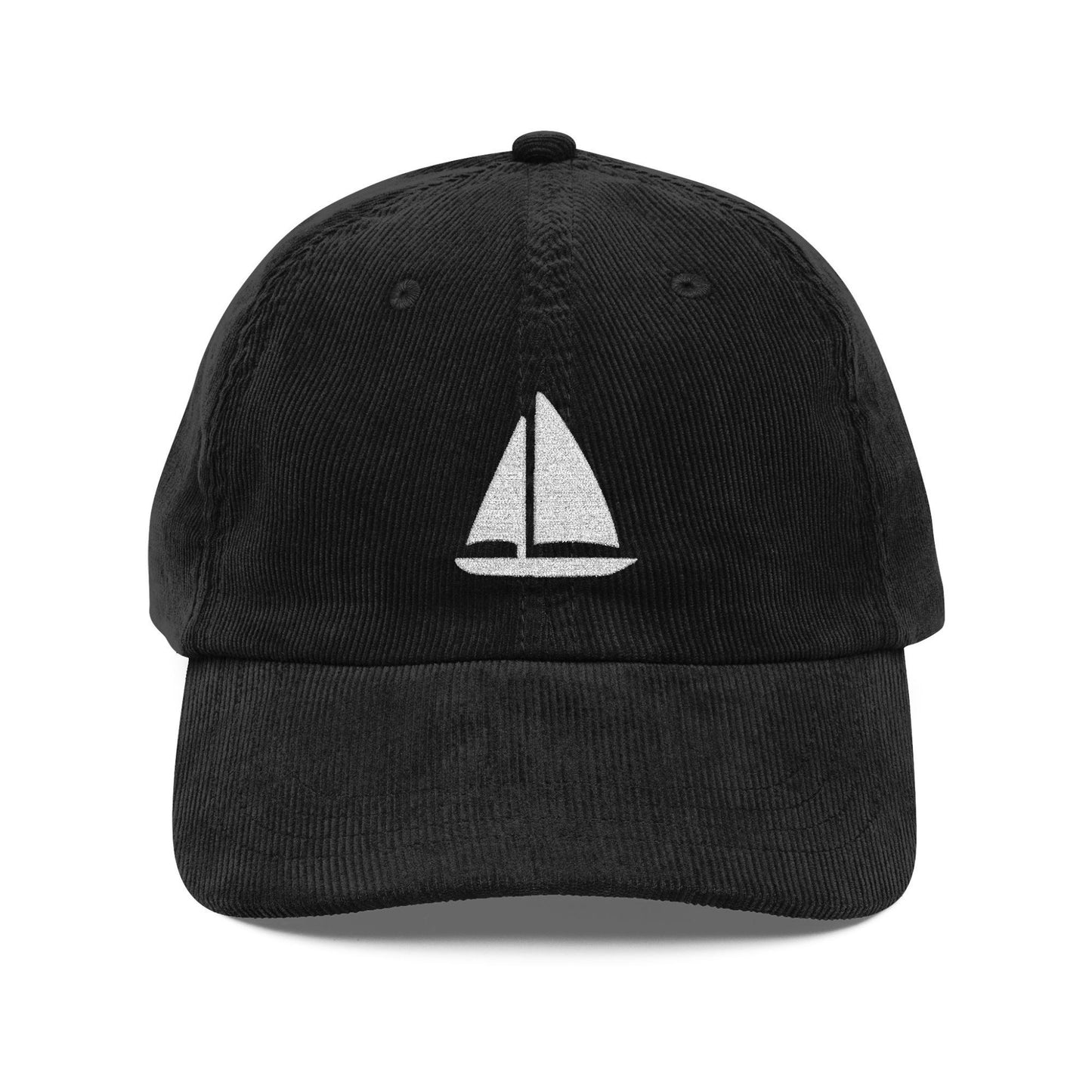 Embroidered Sailboat Corduroy Hat