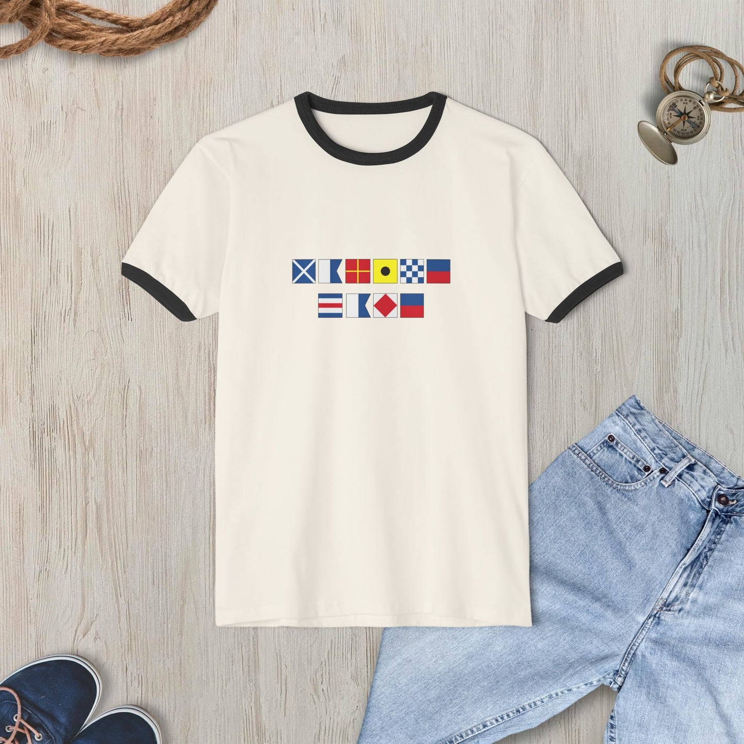 Personalized Nautical Flags Ringer T Shirt