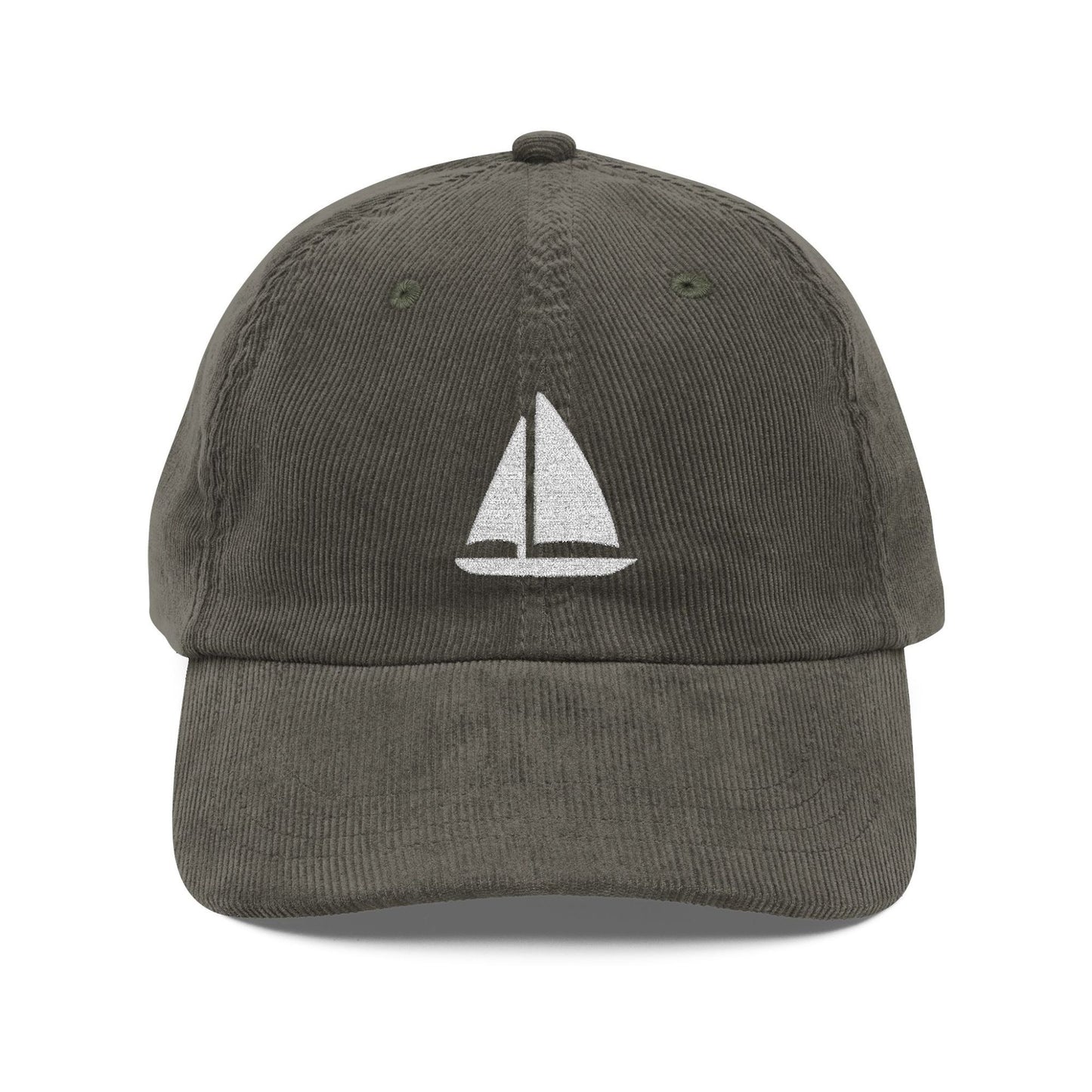 Embroidered Sailboat Corduroy Hat
