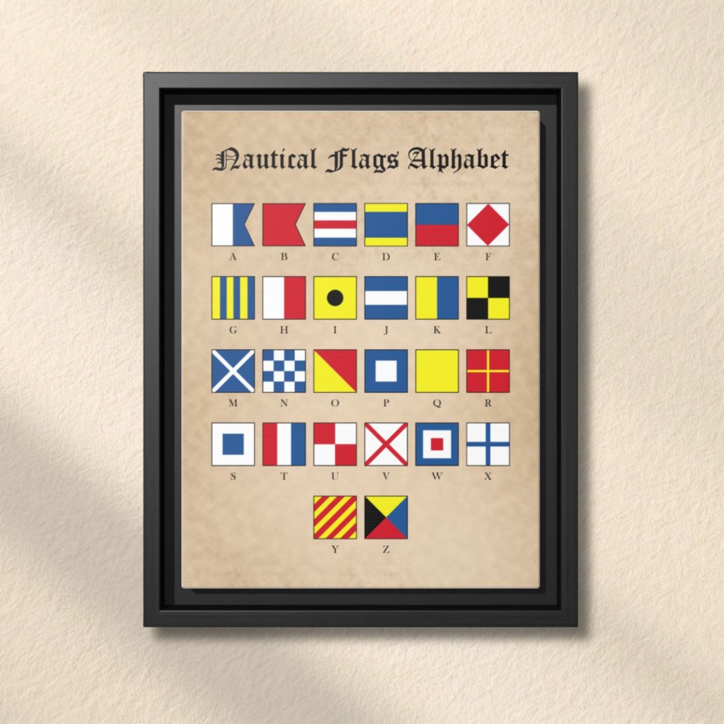 Nautical Flags Alphabet Framed Matte Canvas