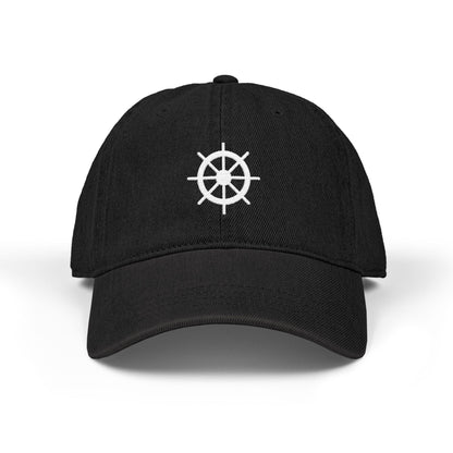 Ship Wheel Embroidered Nautical Denim Hat