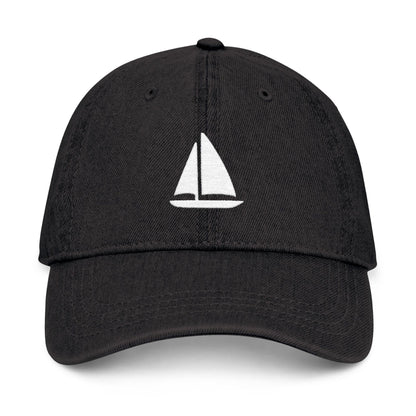 Sailboat Embroidered Nautical Denim Hat