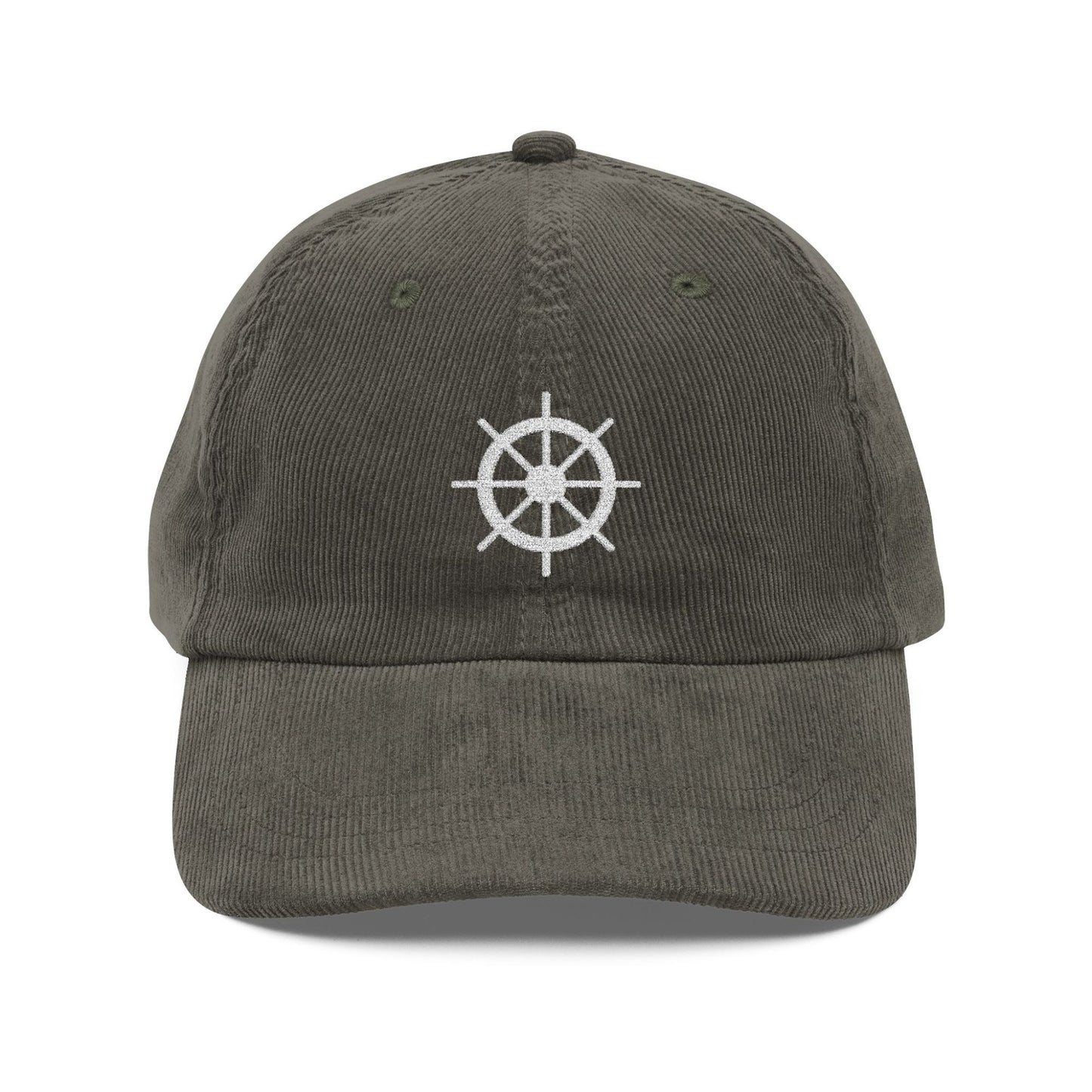 Embroidered Ship Wheel Corduroy Hat