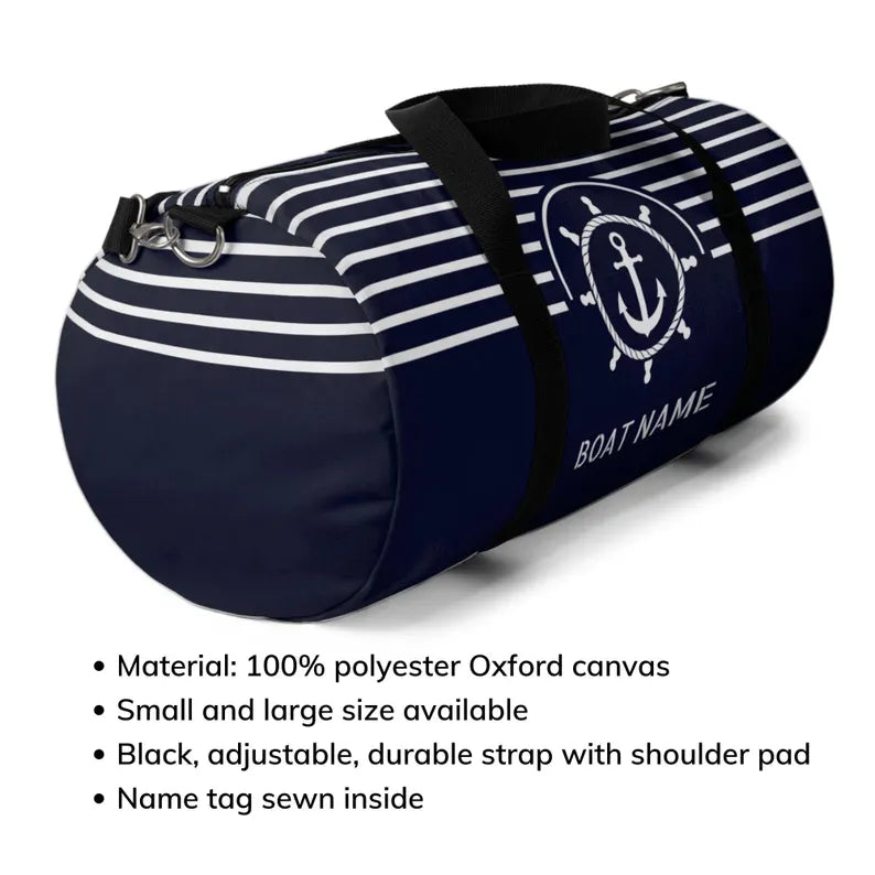 Anchor & Ship Wheel Duffel Bag - Personalized Nautical Sports & Travel Bag