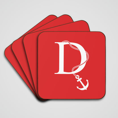 Red Nautical Monogram Coasters (set of 4)